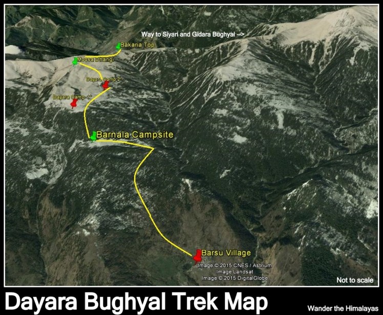 Dayara Bughyal trek map